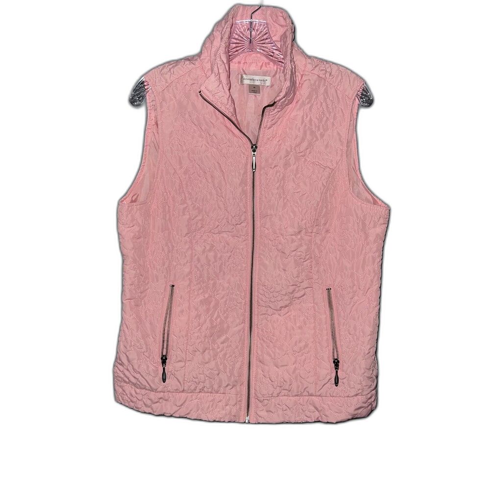 Christopher & Banks Pink Rose Embroidered Lightweight Quilted Vest